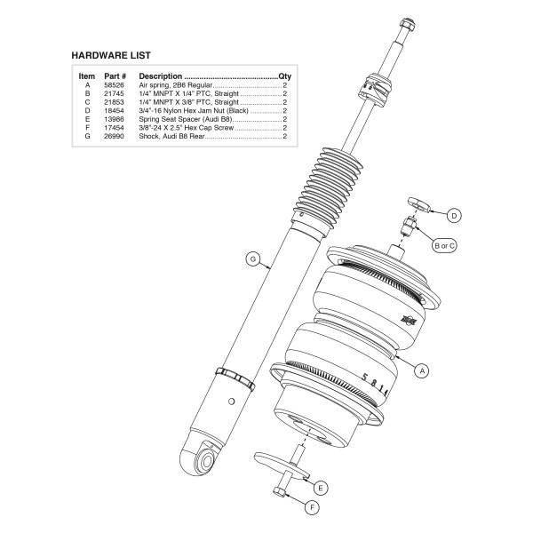 AIR LIFT PERFORMANCE REAR KIT WITHOUT SHOCKS FOR B8/B8.5 PLATFORM: 2009-2016 AUDI A4 QUATTRO & FWD, S4, RS4, AND CARBRIOLET AND 2009-2016 ALLROAD (TYP 8K)