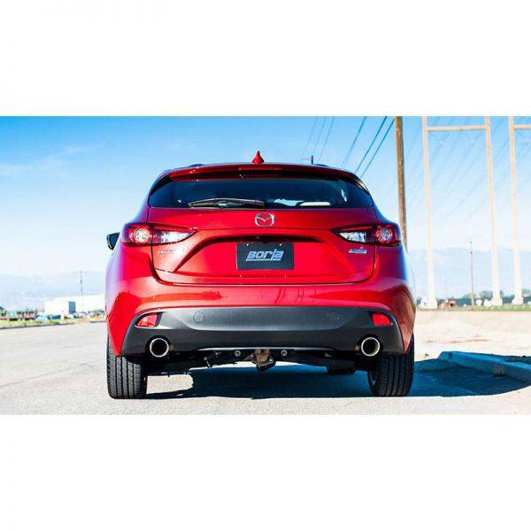 BORLA AXLE-BACK EXHAUST S-TYPE FOR 2014-2018 MAZDA 3 2.0L/ 2.5L 4 CYL. AUTOMATIC/ MANUAL TRANSMISSION FRONT WHEEL DRIVE 5 DOOR HATCHBACK.